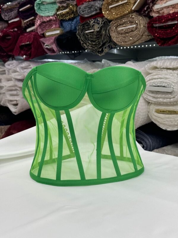 EMY Fashion LLC Light Emerald Sheer Mesh Corset