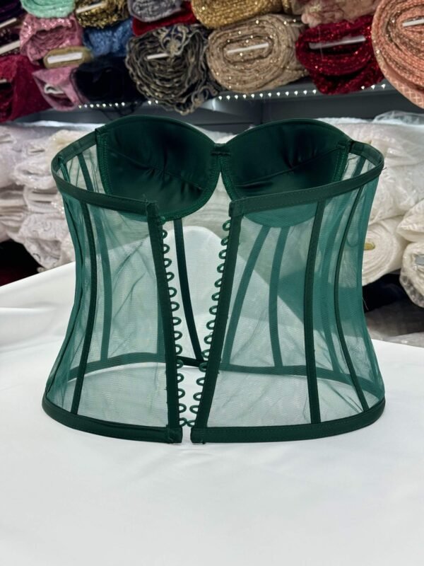 EMY Fashion LLC Emerald Green Sheer Mesh Bustier Corset