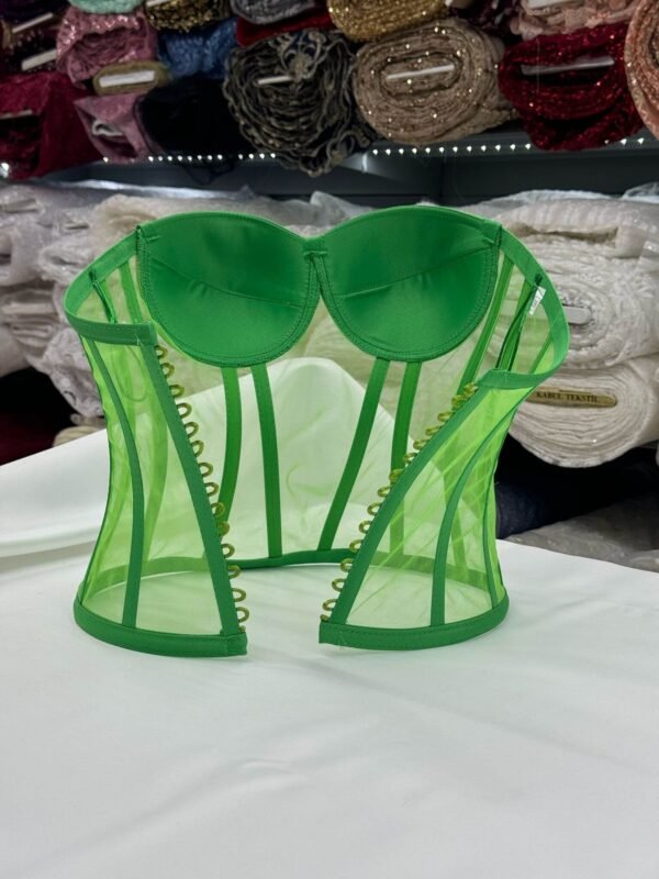 EMY Fashion LLC Light Emerald Sheer Mesh Corset